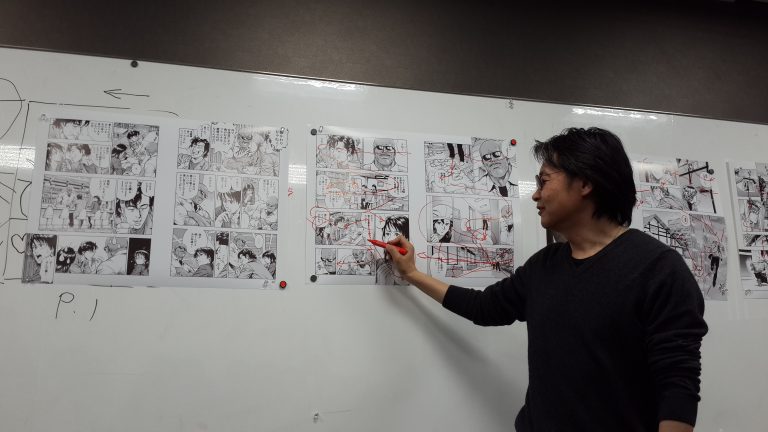 Hojo Tsukasa-sensei shows how to guide the reader to the next frame/page smoothly. Hojo Tsukasa-sensei shows how to guide the reader to the next frame/page smoothly.