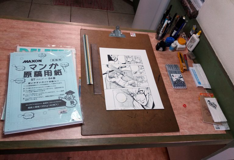A small work space for traditional drawing doesn't stop Max! A small work space for traditional drawing doesn't stop Max!