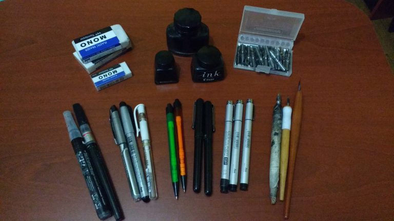 G pens, Copic Multiliner pens, Mono erasers, nibs, and other pens for traditional drawing. G pens, Copic Multiliner pens, Mono erasers, nibs, and other pens for traditional drawing.