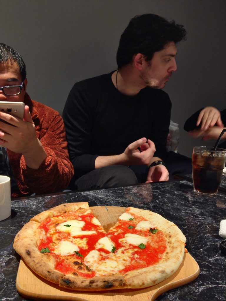 Pizza waiting for Salvatore’s seal of approval.