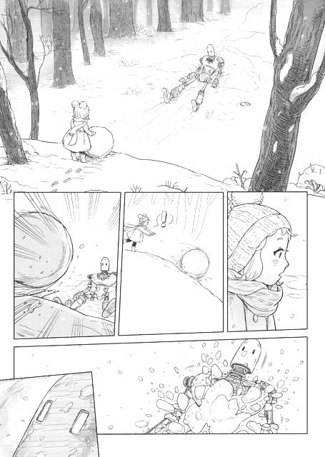 The little girl and robot meet in “Trails in Snow” (SMA5). The little girl and robot meet in “Trails in Snow” (SMA5).